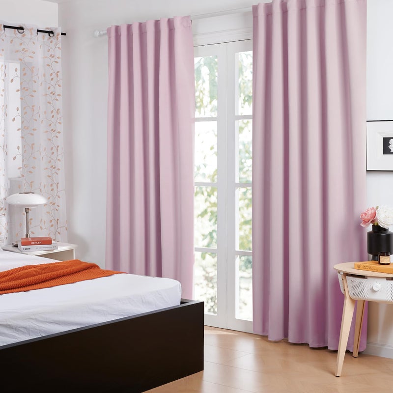 Deconovo Blackout Curtains Insulated Thermal Blackout Blinds Rod Pocket and Back Tab Curtains Room Darkening Curtains for Nursery 52Wx84L Inch Lavender 2 Panels - Image 5
